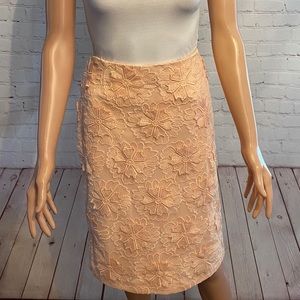 Antonio Melani NWT peach floral embroidered boho pencil skirt size 8